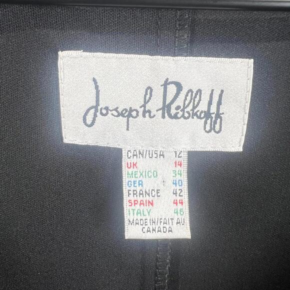 Joseph Ribkoff Little Black Dress Size 12 Textured Wave Fitted Cowl Neck NWT - Picture 2 of 12